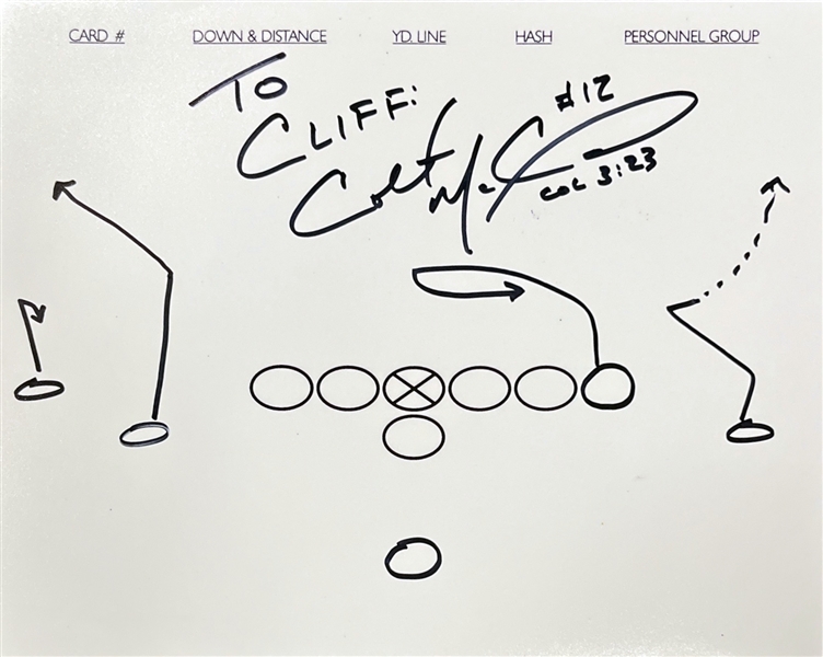 Colt McCoy Hand Drawn & Signed Football Play (Beckett/BAS)