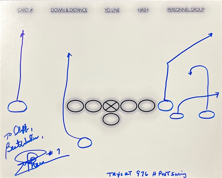 Joe Theismann Hand Drawn & Signed Football Pass Play (Beckett/BAS)