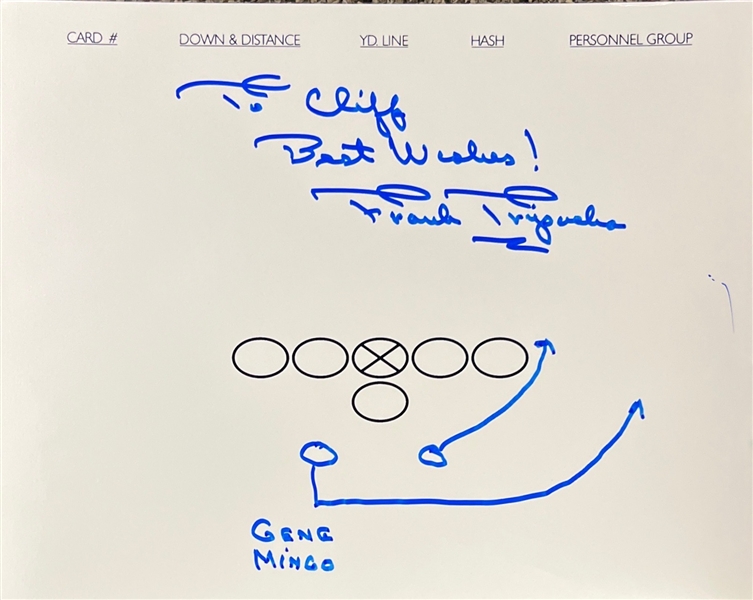 Frank Tripucka Lot of Two (2) Hand Drawn & Signed Football Plays (Beckett/BAS)