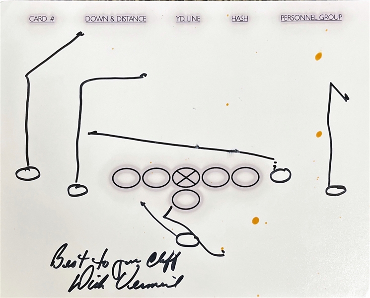 Dick Vermeil Lot of Two (2) Hand Drawn & Signed Football Plays (Beckett/BAS)