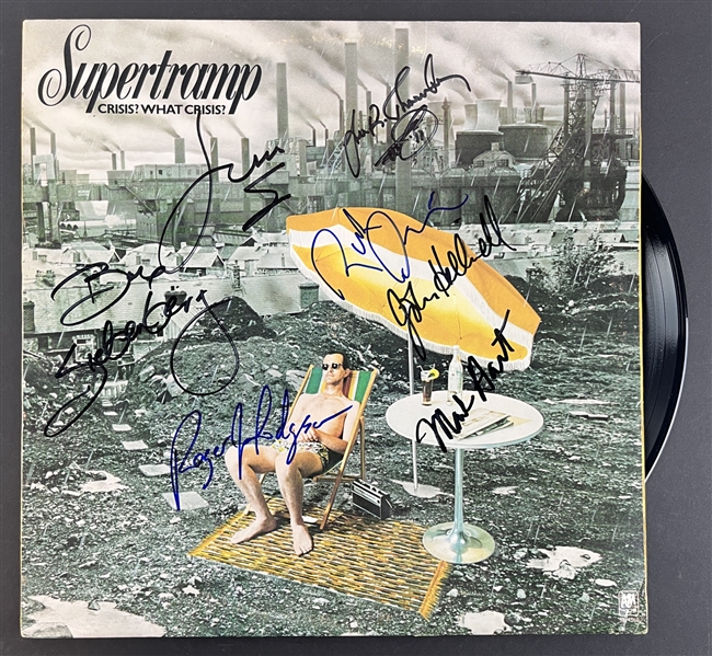 Supertramp: Vintage Group Signed "Crisis? What Crisis? Album Cover w/ Original & Modern Members (7 Sigs)(Perry Cox LOA)
