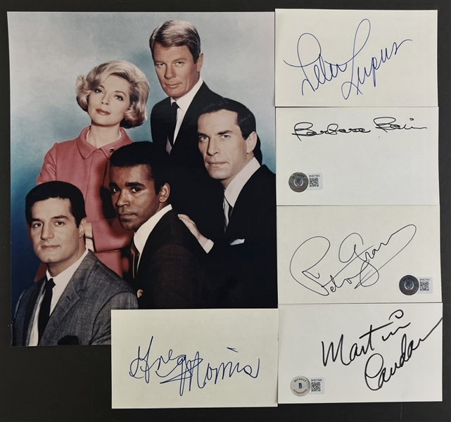 Mission Impossible: Lot of 5 Cast Signed Index Cards w/ Barbara Bain, Greg Morris & More (Beckett/BAS)