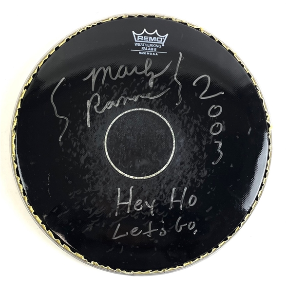 The Ramones: Marky Ramone Used REMO Drumhead, Signed & Inscribed (Third Party Guaranteed)