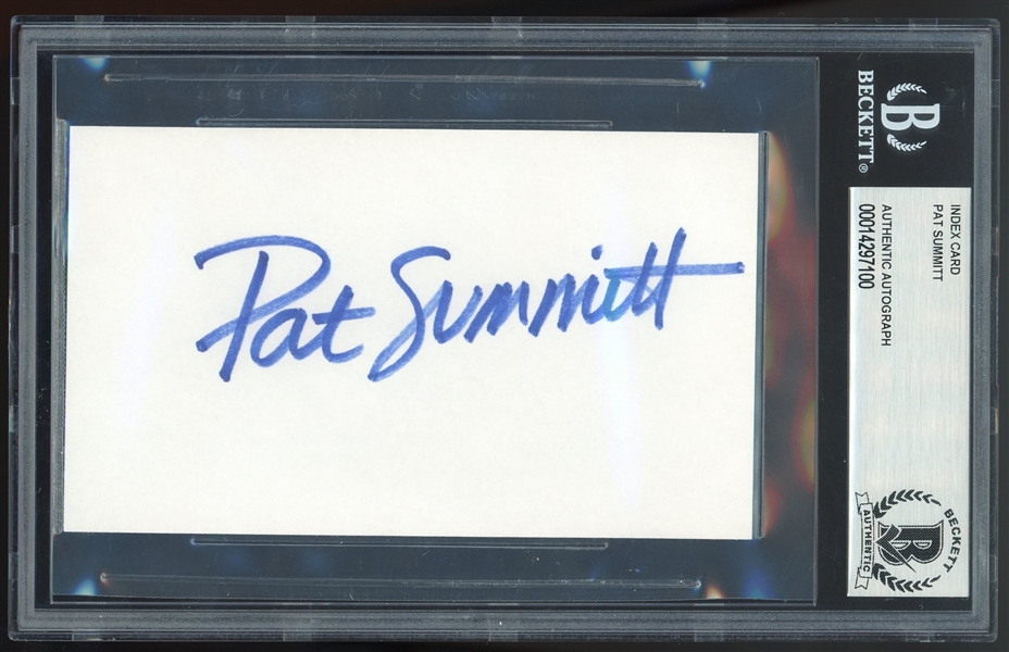 Pat Summitt Signed 3" x 5" Index Card (Beckett/BAS Encapsulated)