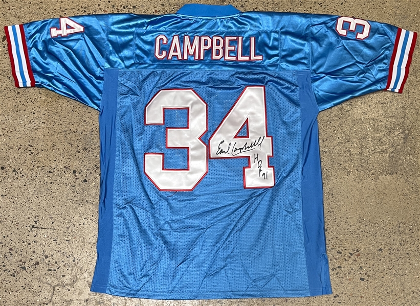Earl Campbell Signed & "HOF 91" Inscribed Houston Oilers Jersey (Third Party Guaranteed)