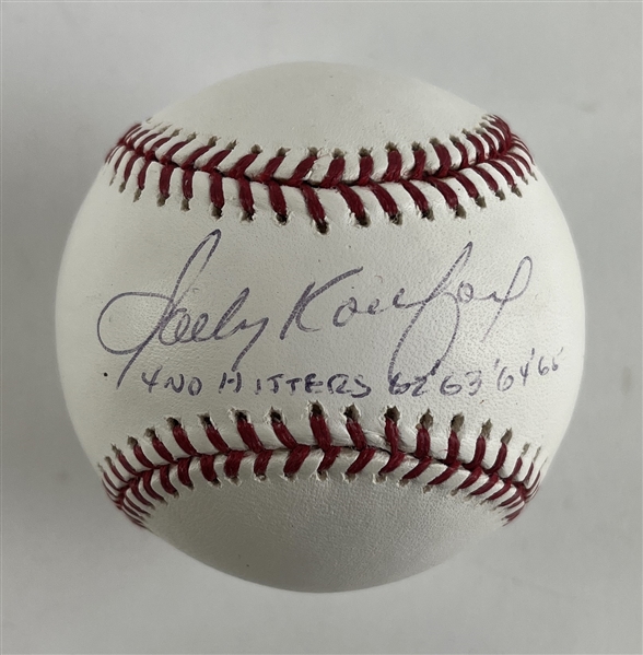 Sandy Koufax Signed & No Hitters Ltd. Ed. Inscribed OML Baseball (Third Party Guaranteed)