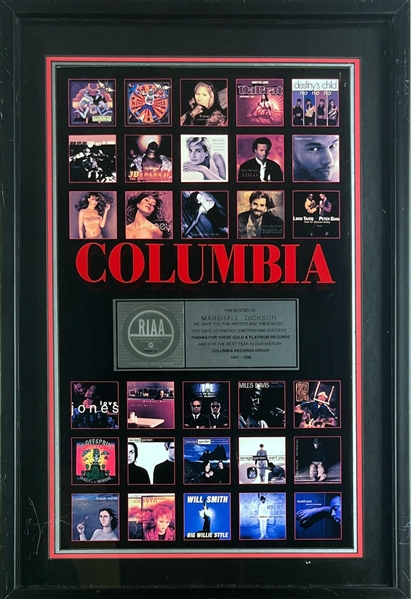 Columbia Records Group RIAA 1997-1998 Award for Platinum & Gold Record Sales