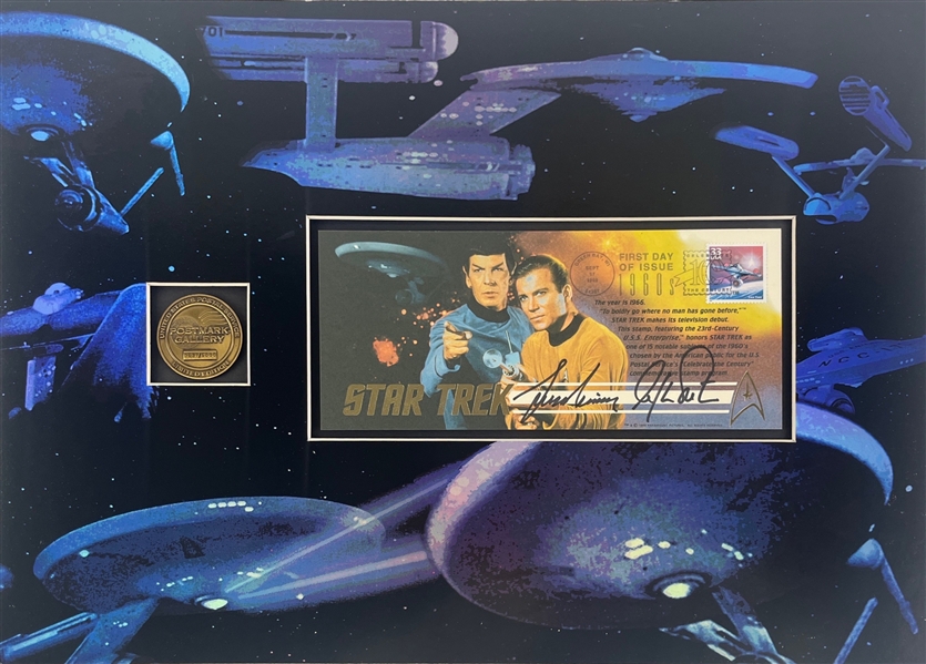 Leonard Nimoy & William Shatner Signed Limited Edition Star Trek Envelope in Matted Display (Third Party Guaranteed)