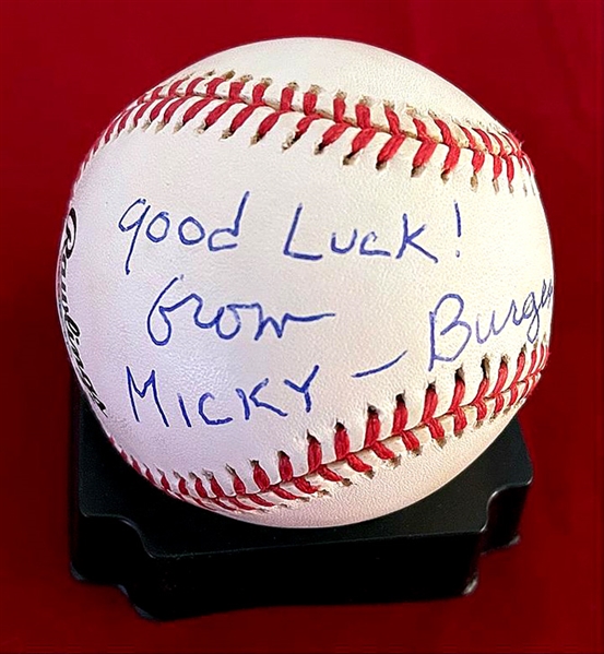 BURGESS MEREDITH Signed ONL Baseball w/ Micky Character Name from ROCKY! Rare! (PSA/DNA)