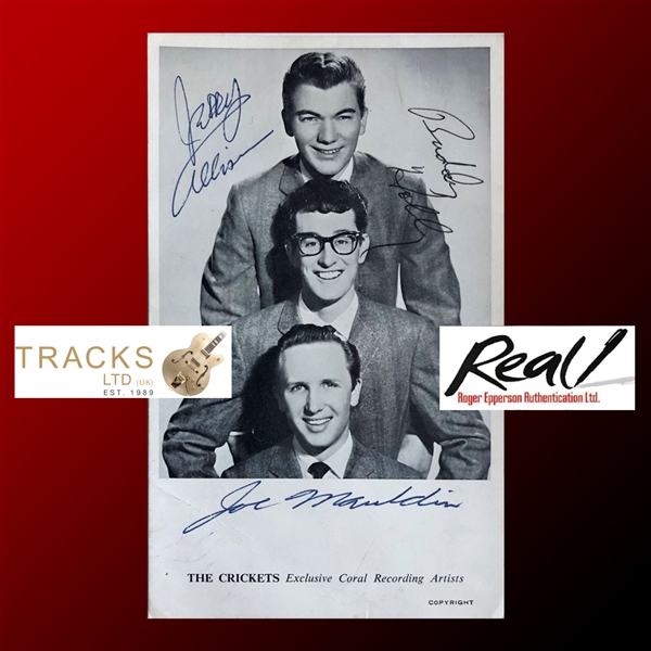 Buddy Holly & The Crickets Signed Coral Records Promotional Card - Signed at The Group's First Ever UK Performance! (Tracks UK & Epperson/REAL LOAs)