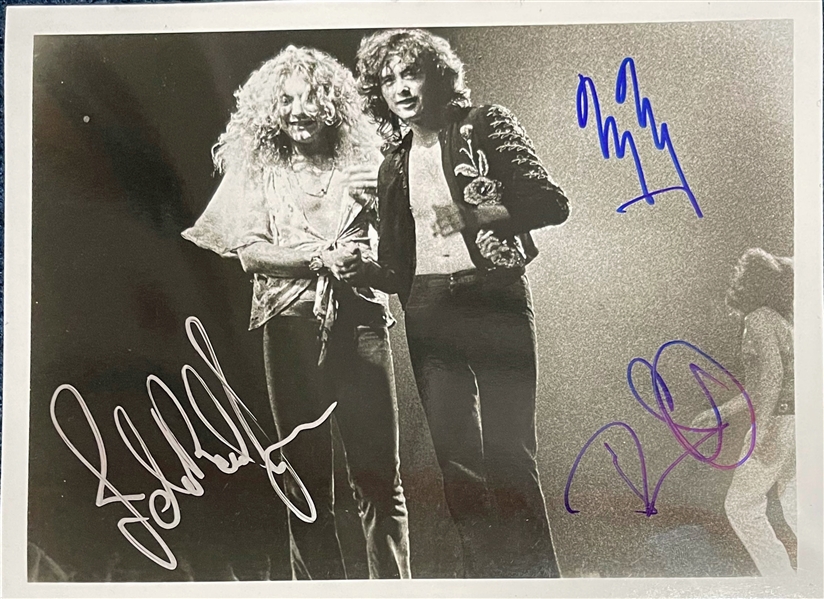 Led Zeppelin Signed 8" x 10" B&W Photo with Page, Plant & Jones (JSA LOA)