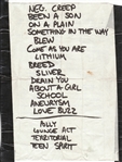 Nirvana: David Grohl Handwritten Set List from 1992 Concert in Aukland, New Zeland (