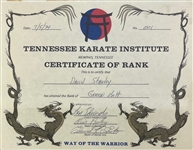 Elvis Presley Signed 1974 Tennessee Karate Institute Rank Certificate - Elvis First Signed Karate Certificate! (Third Party Guaranteed)