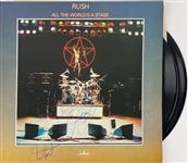 Rush: Group Signed All the World's a Stage Album Cover w/ Vinyl (Epperson/REAL)