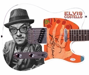 Elvis Costello Signed Custom Photo Graphic Guitar (ACOA)