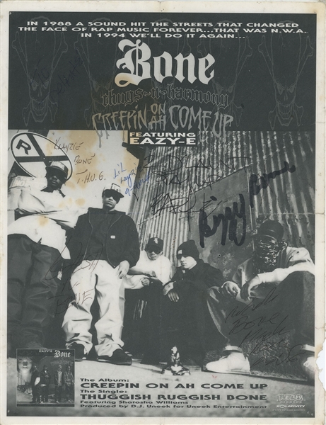 Bone Thugs & Harmony w/ Eazy-E Group Signed Record Promo Advert (JSA LOA)
