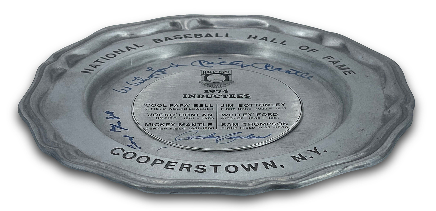 Lot Detail - Mickey Mantle Signed 1974 HOF Induction Pewter Plate ...