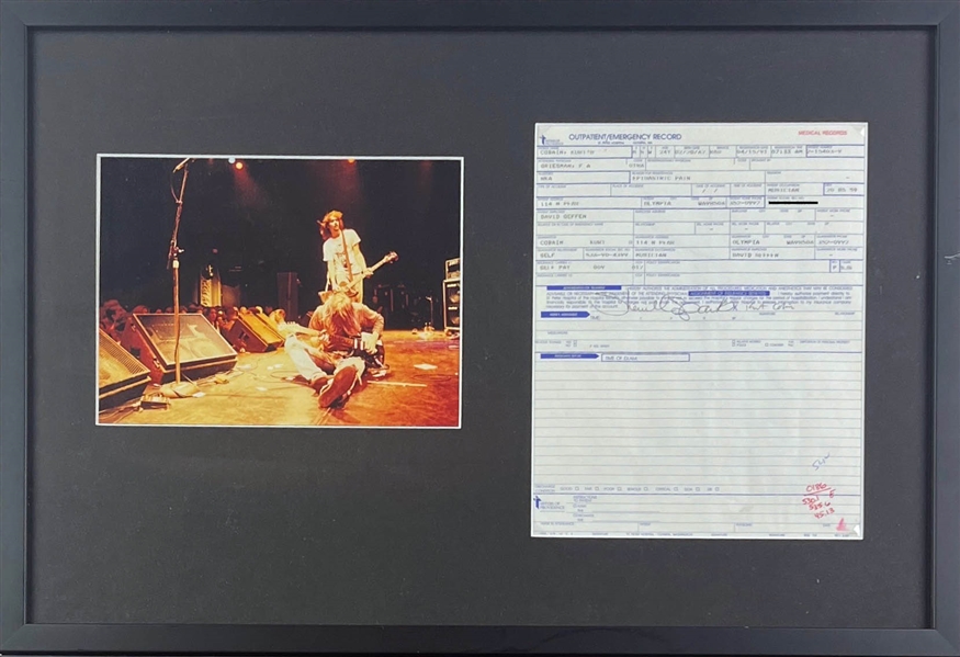Nirvana: Kurt Cobain Signed Medical Record from Trip to ER for Recurrent Stomach Issues (JSA)