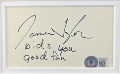 James Taylor Signed & Inscribed Index Card in Custom Matted Display (Beckett/BAS)