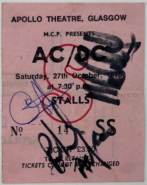 AC/DC: Late 70's Group Autograph Set (Epperson/REAL LOA)