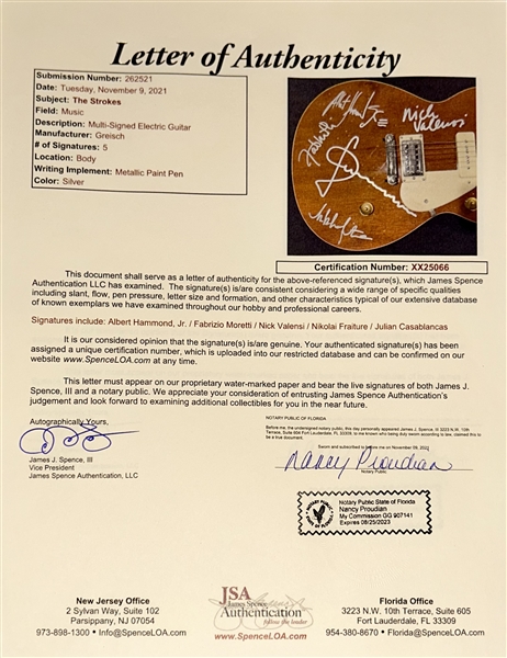 The Strokes Fully Band Signed Gretsch Guitar On the Body (5 Sigs) (JSA Authentication)