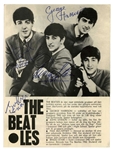 The Beatles 1963 Fully Group Signed Swedish Program Page (4 Sigs) (Tracks COA)