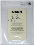 Johnny Cash Signed "Folsom Prison Blues" 5” x 7” Lyric Sheet (Beckett/BAS Encapsulated & JSA LOA) 