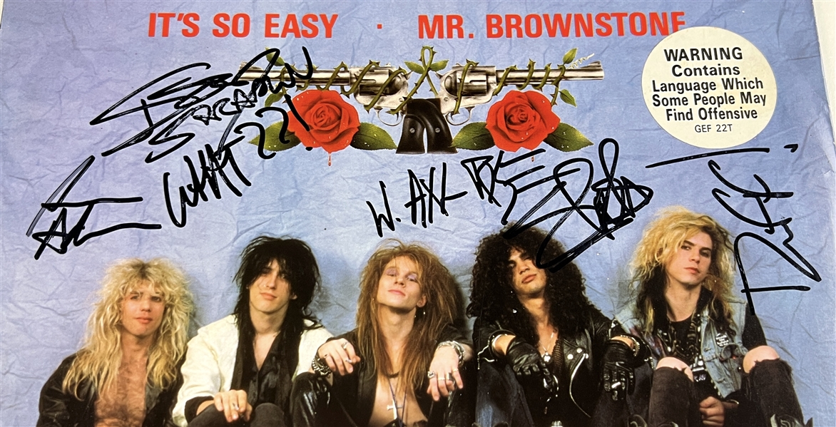 Guns N’ Roses RARE Vintage Group Signed “It’s So Easy / Mr. Brownstone” 12” Record (5 Sigs) (Roger Epperson/REAL Authentication)