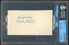 Exceptional Babe Ruth Signed 3.5" x 6" Segment w/ Mint 9 Auto! (Beckett/BGS Encapsulated)(JSA)