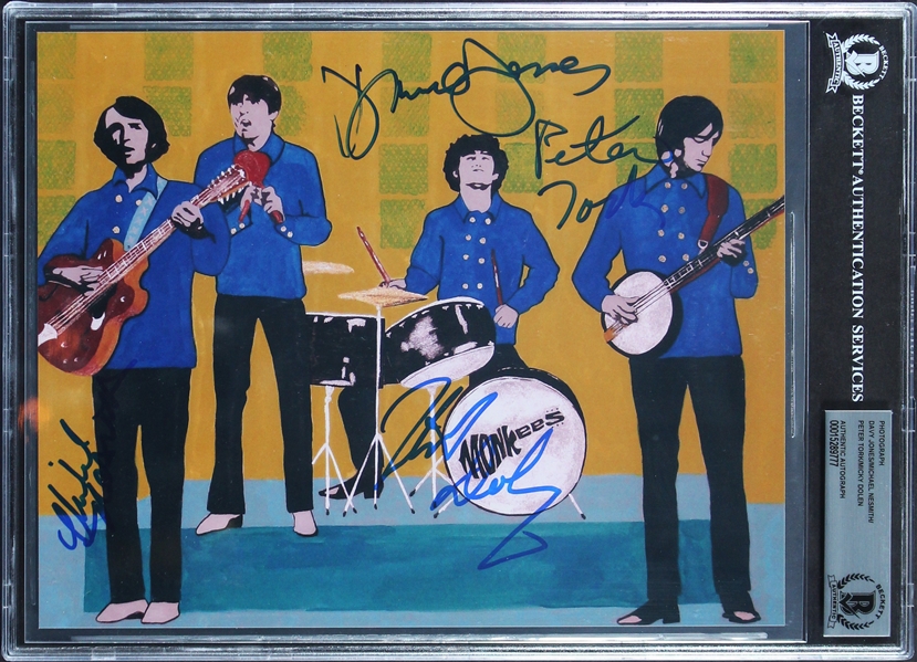 The Monkees Group Signed 8" x 10" Color Photo with All 4 Members (Beckett/BAS Encapsulated)