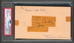 Ty Cobb Signed Government Postcard (PSA/DNA Encapsulated)
