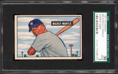Mickey Mantle 1951 Bowman #253 Rookie Card - SGC Graded Good 2