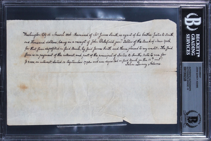 President John Quincy Adams 1806 Handwritten & Signed Letter (Beckett/BAS Encapsulated)