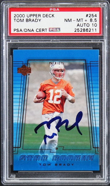 Tom Brady Signed 2000 Upper Deck #254 Rookie Card with GEM MINT 10 Autograph (PSA/DNA Encapsulated)