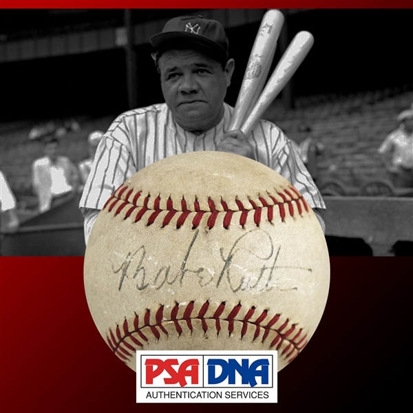 Babe Ruth Rare & Desirable Single Signed Reach Official American League (OAL) Baseball (PSA/DNA)