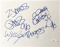 The Fugees Group Signed 8.5" x 11" White Sheet with Wyclef, Lauryn Hill, etc. (JSA Sticker)