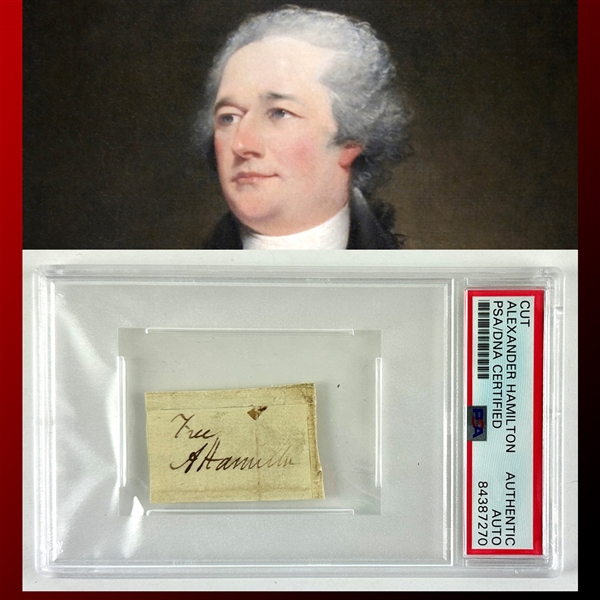 Alexander Hamilton Rare Free Frank Signature Segment (PSA/DNA Encapsulated)