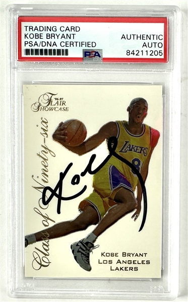 Kobe Bryant ULTRA-RARE Signed 1996-97 Flair Showcase Class Of 96 Rookie Card (PSA/DNA Encapsulated)