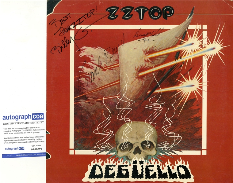 ZZ Top Vintage Group Signed “Deguello” Album Flat (3 Sigs) (ACOA Authentication) 