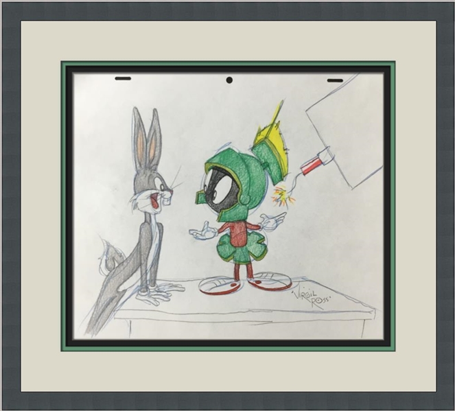 Virgil Ross Signed “Buggs Bunny & Marvin The Martian” Original Warner Brother’s Model Sheet Drawing (Third Party Guaranteed)