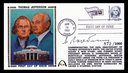 Mikhail Gorbachev Signed 1st Day of Issue Gateway Stamp Cachet Envelope #872/1000 (Fanatics)