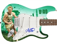 Larry Bird Signed Custom Celtics Graphic Guitar (Larry Holo)