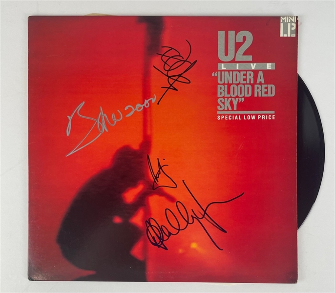 U2: Group Signed "Under A Blood Red Sky" Record Album Cover (Epperson/REAL)