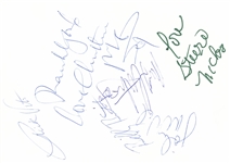 Fleetwood Mac Group Signed Index Card w/ Later Lineup (6 Sigs) (Third Party Guaranteed)
