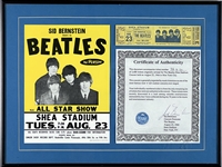 Beatles Original 1966 Shea Stadium Sid Bernstein-Authenticated Ticket Framed (Bernstein COA)