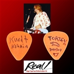 Nirvana: Kurt Cobain Personally Owned, Used, Signed & Sketched Orange Dunlop Guitar Pick with Letter of Provenance (Epperson/REAL LOA)