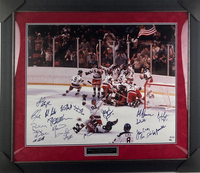 Miracle On Ice 1980 US Mens Hockey Team Signed Ltd. Ed. 20" x 24" Color Photo w/ 21 Sigs Including Herb Brooks! (Steiner Sports)