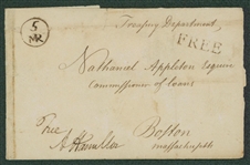 Alexander Hamilton Rare & Desirable Signed Free Frank Envelope Panel as Secretary of Treasury! (JSA LOA)
