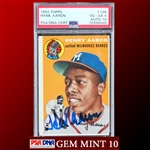 Hank Aaron Signed 1954 Topps Rookie Card Graded VG-EX 4 with GEM MINT 10 Autograph! (PSA/DNA Encapsulated)