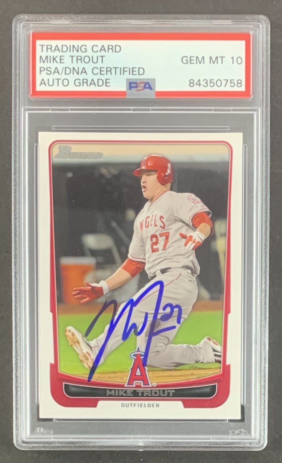 Lot Detail - Mike Trout Signed 2012 Topps Bowman ROOKIE RC Trading Card ...